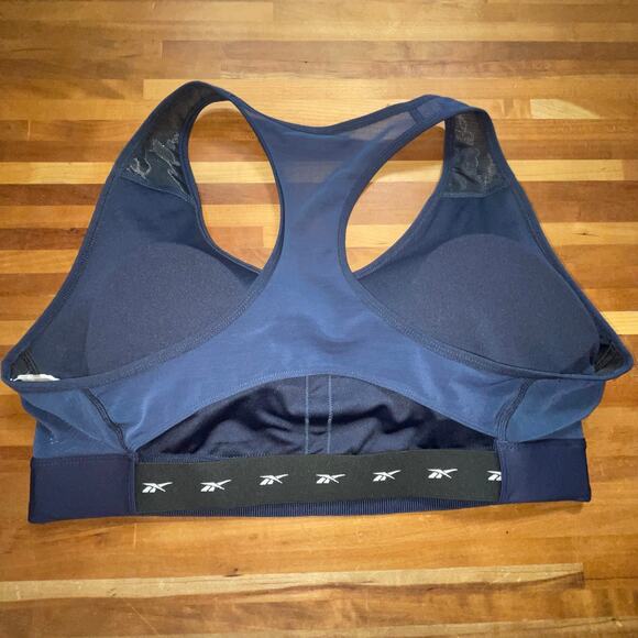 Reebok Lux Vector Medium Impact Racerback Bra Navy 1X - Picture 4 of 8